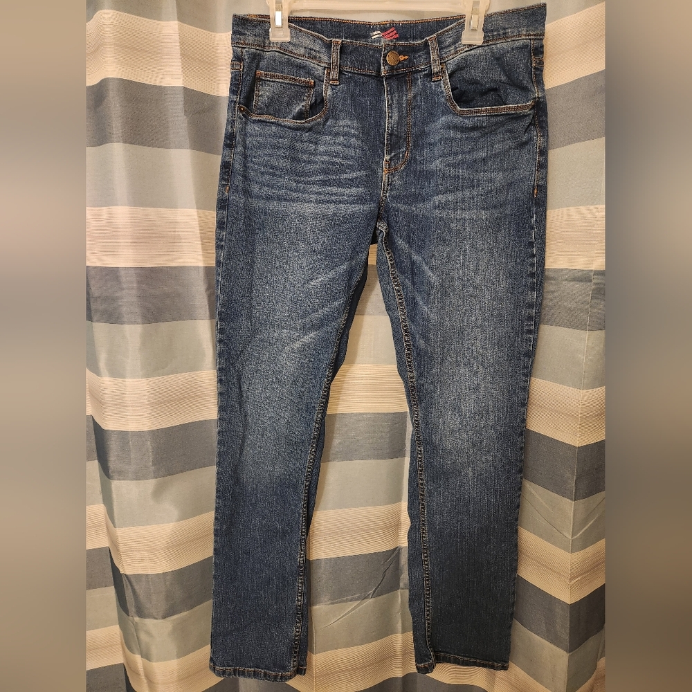 32X32 Perry Ellis America Blue Jeans, Straight Leg, Designer, Men's, Classic